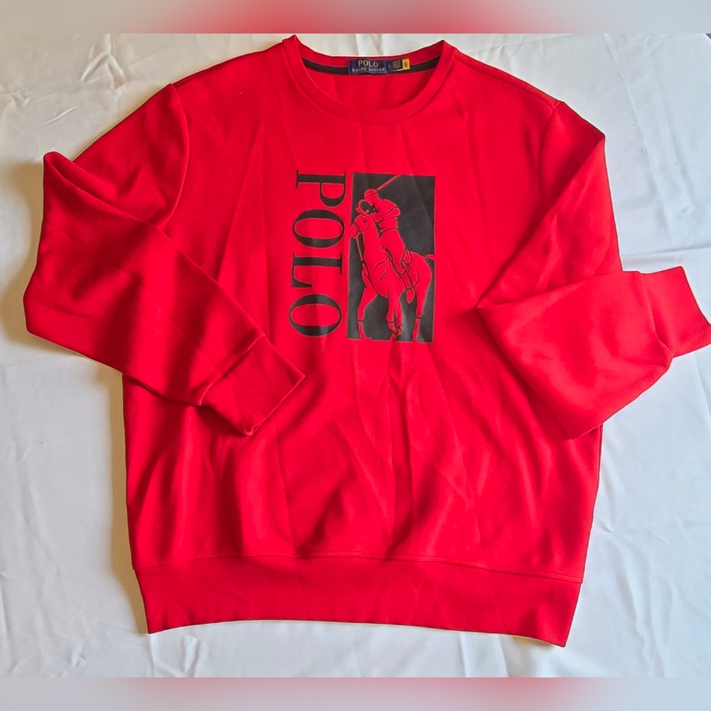 Ralph Lauren Red Sweater with Black Logo
